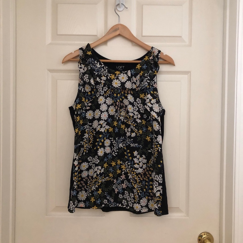 Loft Flower Ruffle Tank